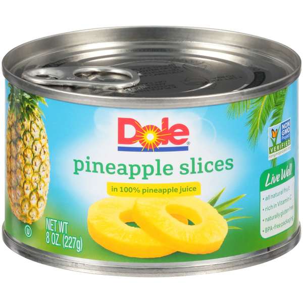 Dole Dole In 100% Juice Ez Open Slice Pineapple 8 oz. Can, PK12 01139